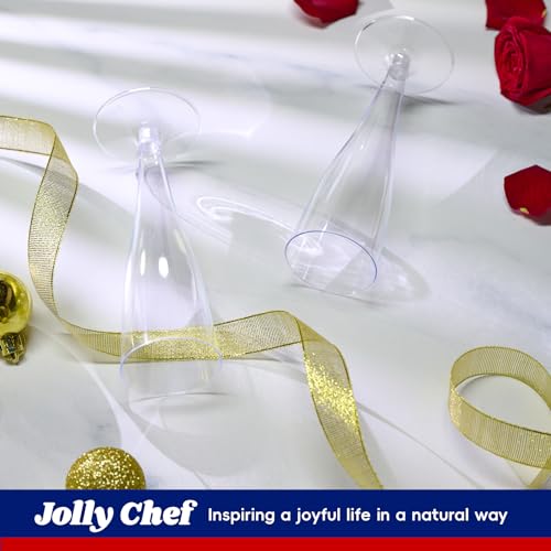 JOLLY CHEF 100 Pack Plastic Champagne Flutes Disposable 4.5 oz Clear Plastic Champagne Glasses Suitable for Wedding, Thanksgiving Day, Christmas - My Kitchen Products