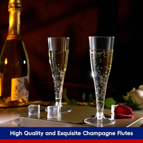 JOLLY CHEF 100 Pack Plastic Champagne Flutes Disposable 4.5 oz Clear Plastic Champagne Glasses Suitable for Wedding, Thanksgiving Day, Christmas - My Kitchen Products