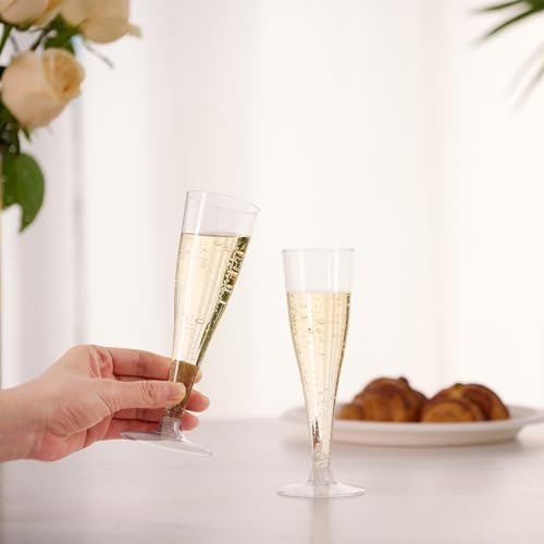 JOLLY CHEF 100 Pack Plastic Champagne Flutes Disposable 4.5 oz Clear Plastic Champagne Glasses Suitable for Wedding, Thanksgiving Day, Christmas - My Kitchen Products