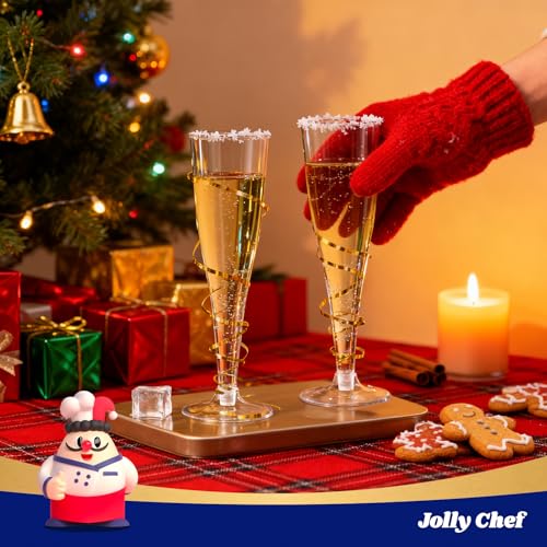 JOLLY CHEF 100 Pack Plastic Champagne Flutes Disposable 4.5 oz Clear Plastic Champagne Glasses Suitable for Wedding, Thanksgiving Day, Christmas - My Kitchen Products