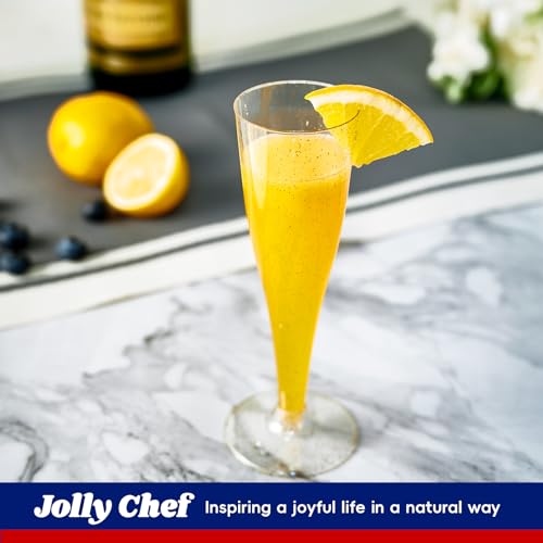 JOLLY CHEF 100 Pack Plastic Champagne Flutes Disposable 4.5 oz Gold Glitter Plastic Champagne Glasses for Wedding, Thanksgiving Day, Christmas - My Kitchen Products