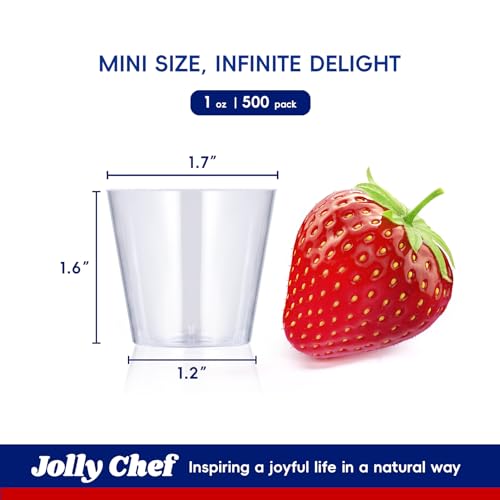 JOLLY CHEF 500 Pack Plastic Shot Glasses 1 oz Disposable Cups 1 Ounce Tasting Cups Party Cups Perfect for Thankgiving Halloween Christmas Parties - My Kitchen Products