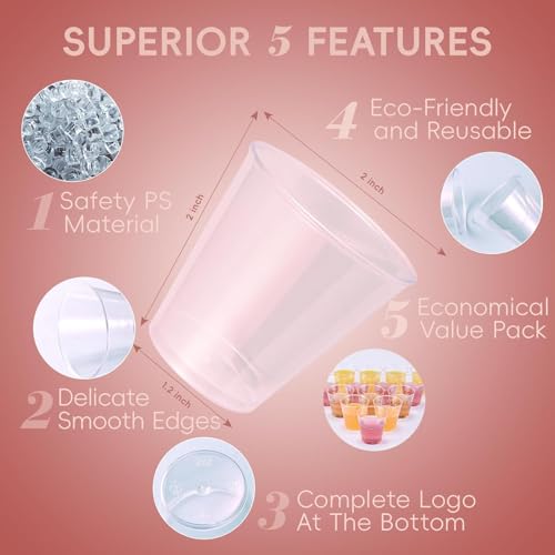 JOLLY CHEF 500 Shot Glasses 2 oz Disposable Cups 2 Ounce Plastic Shot Cups Ideal for Halloween, Thanksgiving, Christmas Party - My Kitchen Products