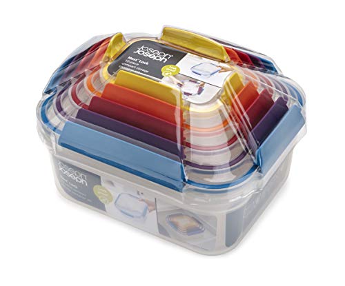 Joseph Joseph Nest Lock Plastic BPA Free Food Storage Container Set with Lockable Airtight Leakproof Lids, 10-Piece, Multi-Color - My Kitchen Products
