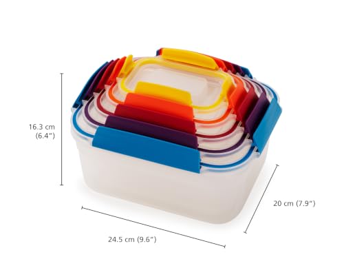 Joseph Joseph Nest Lock Plastic BPA Free Food Storage Container Set with Lockable Airtight Leakproof Lids, 10-Piece, Multi-Color - My Kitchen Products