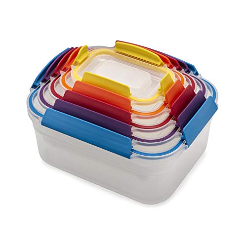 Joseph Joseph Nest Lock Plastic BPA Free Food Storage Container Set with Lockable Airtight Leakproof Lids, 10-Piece, Multi-Color - My Kitchen Products