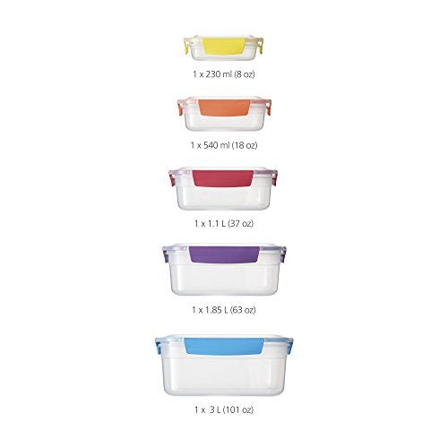Joseph Joseph Nest Lock Plastic BPA Free Food Storage Container Set with Lockable Airtight Leakproof Lids, 10-Piece, Multi-Color - My Kitchen Products
