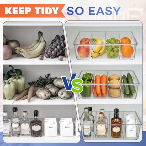 JOVANJA Stackable 4-Compartment Pantry Organizers and Storage, Clear Plastic Storage Bins with Removable Dividers Suitable for Pantry, Office, Kitchen, Cabinet & Fridge Organization, 2-Pack - My Kitchen Products
