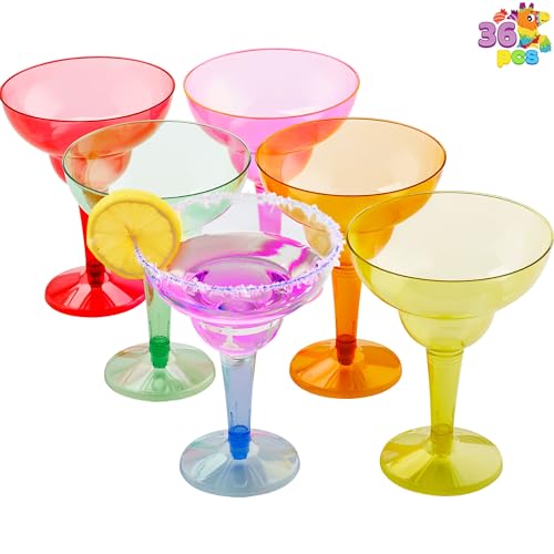 JOYIN 36 Packs Plastic Margarita Glasses Cups 12 oz Disposable Cinco De Mayo Fiesta Party Decoration for Fun Taco Party Supplies, Neon Cocktail Cups, Mexican Theme for Carnivals - My Kitchen Products
