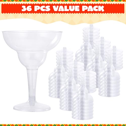 JOYIN 36 pcs Clear Plastic Martinni Glasses, 12 oz Disposable Plastic Margarita Cups, plastic champagne glass, cocktail Cup for Fiesta, Taco Night, and Mexican Themed Party Supplies - My Kitchen Products