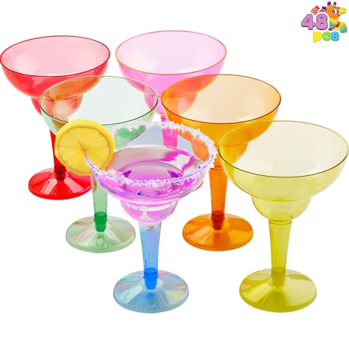 JOYIN 48PCS Plastic Margarita Glasses Cups, 12 oz Neon Disposable Cocktail Cup, Drink Cups for Cinco De Mayo Fiesta Decoration, Mexican Theme Party Supplies - My Kitchen Products