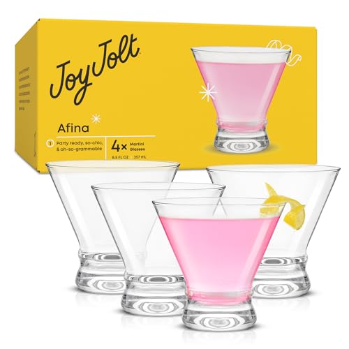 JoyJolt Afina Stemless Martini Glasses Set of 4, 8.5oz Liquor Drinking Glasses for Cocktail and Margarita, Bar Glass Cups, Glass Dessert Cups - My Kitchen Products