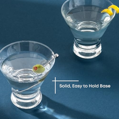 JoyJolt Afina Stemless Martini Glasses Set of 4, 8.5oz Liquor Drinking Glasses for Cocktail and Margarita, Bar Glass Cups, Glass Dessert Cups - My Kitchen Products