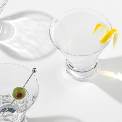 JoyJolt Afina Stemless Martini Glasses Set of 4, 8.5oz Liquor Drinking Glasses for Cocktail and Margarita, Bar Glass Cups, Glass Dessert Cups - My Kitchen Products