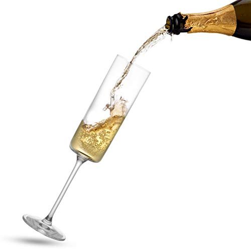 JoyJolt Champagne Flutes, Claire Collection Crystal Champagne Glasses Set of 2, 5.7 Ounce Capacity, Exquisite Craftsmanship, Ideal for Home Bar, Special Occasions – Made in Europe - My Kitchen Products
