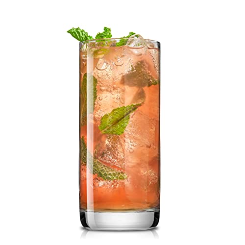 JoyJolt Faye 13oz Highball Glasses, 6pc Tall Glass Sets. Lead-Free Crystal Drinking Glasses. Water Glasses, Mojito Glass Cups, Tom Collins Bar Glassware, and Mixed Drink Cocktail Glass Set - My Kitchen Products