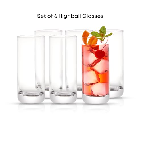 JoyJolt Faye 13oz Highball Glasses, 6pc Tall Glass Sets. Lead-Free Crystal Drinking Glasses. Water Glasses, Mojito Glass Cups, Tom Collins Bar Glassware, and Mixed Drink Cocktail Glass Set - My Kitchen Products