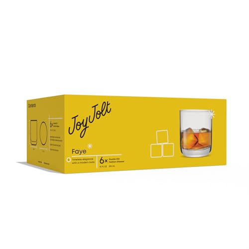 JoyJolt Faye Crystal Whiskey Glasses, Lowball Glasses Set of 6, 10oz Short Glass Tumbler, Double Old Fashioned Rocks Glass for Scotch or Bourbon, Dishwasher Safe Glassware - My Kitchen Products