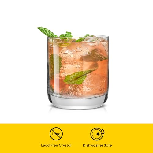 JoyJolt Faye Crystal Whiskey Glasses, Lowball Glasses Set of 6, 10oz Short Glass Tumbler, Double Old Fashioned Rocks Glass for Scotch or Bourbon, Dishwasher Safe Glassware - My Kitchen Products