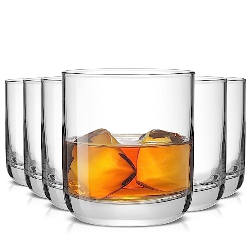 JoyJolt Faye Crystal Whiskey Glasses, Lowball Glasses Set of 6, 10oz Short Glass