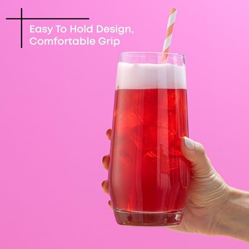 JoyJolt Gwen 18.5 oz Highball Glasses, 4pc Tall Glass Sets. Lead-Free Crystal Glass Drinking Glasses. Water Glasses, Mojito Glass Cups, Tom Collins Bar Glassware, and Mixed Drink Cocktail Glass Set - My Kitchen Products