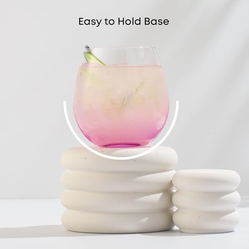 JoyJolt Hue Stemless Wine Glass Set, Large 15 oz Stemless Wine Glasses Set of 6 for White Red or Water, Short Glass Tumblers, No Stem Margarita Glasses, Colored Tumbler - My Kitchen Products