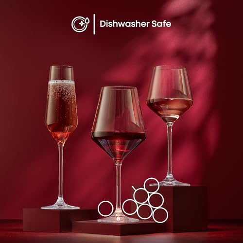 JoyJolt Layla White Wine Glasses, Set of 4 Italian Glasses, 13.5 oz Clear – Made in Europe - My Kitchen Products