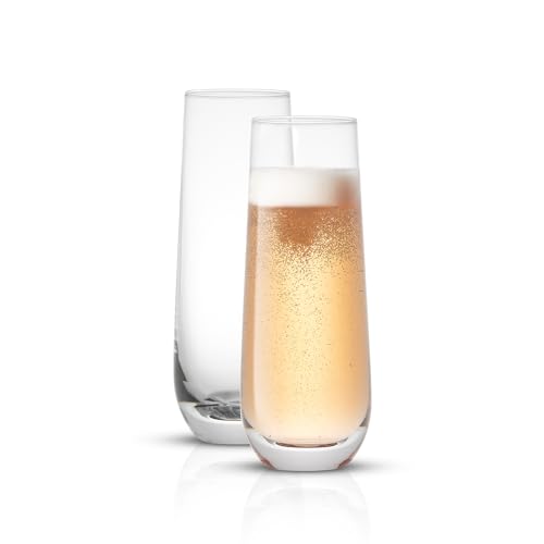 JoyJolt Milo Stemless Champagne Flutes Set of 8 Crystal Glasses. 9.5oz Prosecco Wine Flute, Mimosa Glasses, Cocktail Glass Set, Water Highball Glass, Bar Glassware - My Kitchen Products