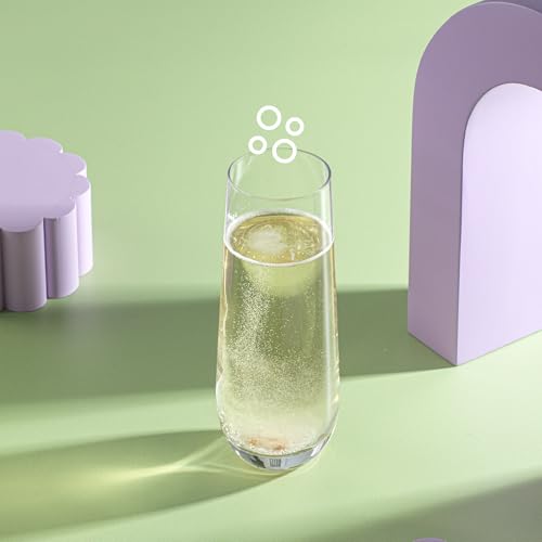 JoyJolt Milo Stemless Champagne Flutes Set of 8 Crystal Glasses. 9.5oz Prosecco Wine Flute, Mimosa Glasses, Cocktail Glass Set, Water Highball Glass, Bar Glassware - My Kitchen Products