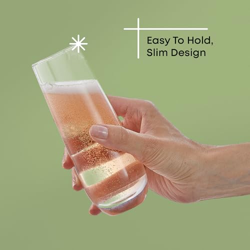 JoyJolt Milo Stemless Champagne Flutes Set of 8 Crystal Glasses. 9.5oz Prosecco Wine Flute, Mimosa Glasses, Cocktail Glass Set, Water Highball Glass, Bar Glassware - My Kitchen Products