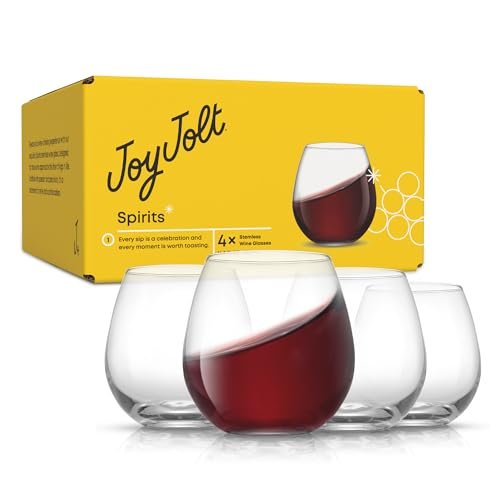 JoyJolt Spirits Stemless Wine Glasses for Red or White Wine (Set of 4)-15-Ounces - My Kitchen Products