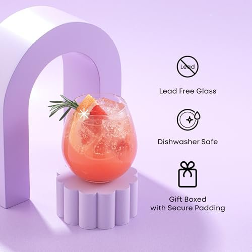 JoyJolt Spirits Stemless Wine Glasses for Red or White Wine (Set of 4)-15-Ounces - My Kitchen Products