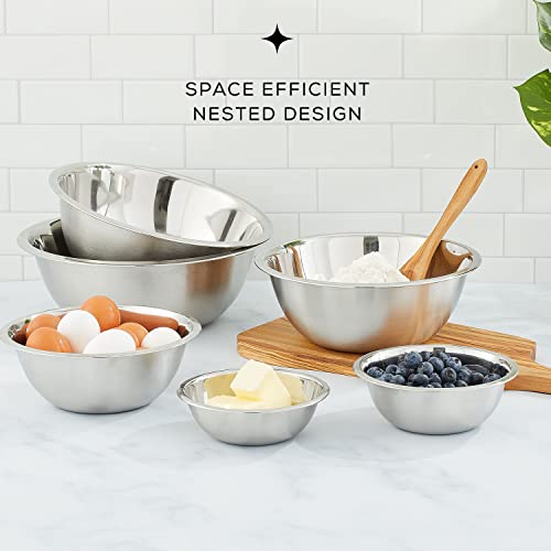 JoyJolt Stainless Steel Mixing Bowl Set - 6 Piece Nesting Bowls, 5qt to 0.5qt, Ideal for Kitchen, Cooking, Baking and Storage - My Kitchen Products