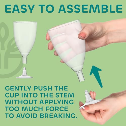 JoyServe 24 Plastic Wine Glasses Disposable - 7 Oz Clear BPA-Free Plastic Glasses with Stem, Reusable Party Wine Cups for Outdoor Parties, Weddings, Toasts, Drinks, Catering (Bulk Pack of 24) - My Kitchen Products