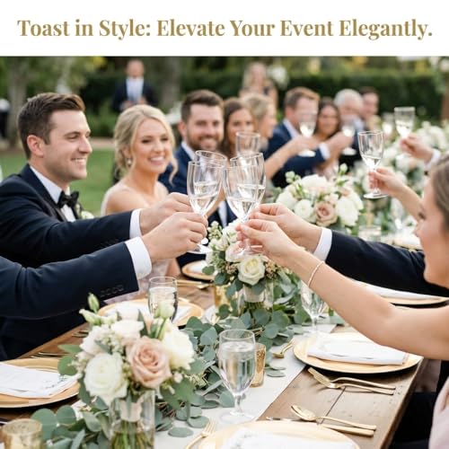 JoyServe 24 Plastic Wine Glasses Disposable - 7 Oz Clear BPA-Free Plastic Glasses with Stem, Reusable Party Wine Cups for Outdoor Parties, Weddings, Toasts, Drinks, Catering (Bulk Pack of 24) - My Kitchen Products