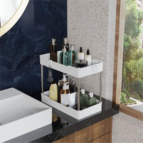 JYSMYWS 3 Pack Under Sink Organizer Bathroom and Storage Cabinet (White) - My Kitchen Products