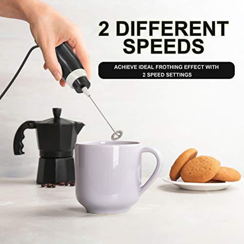 K-Brands Corded Electric Milk Frother with Plug in - Handheld Electric Whisk Stirrer Whipper - Foam Maker for Coffee, Latte, Cappuccino, Hot Chocolate – Powerful Drink Mixer - My Kitchen Products