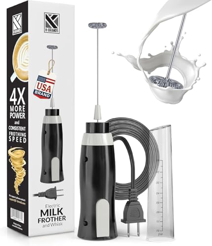 K-Brands Corded Electric Milk Frother with Plug in - Handheld Electric Whisk Stirrer Whipper - Foam Maker for Coffee, Latte, Cappuccino, Hot Chocolate – Powerful Drink Mixer - My Kitchen Products