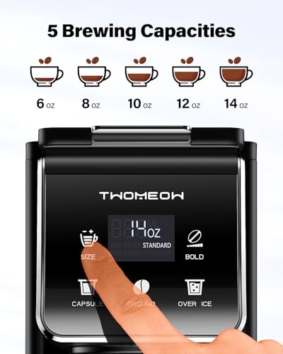 K Cup Coffee Maker With Bold Setting, Single Serve Hot & Iced Coffee Maker for K-Cup and Grounds, 52 Oz Removable Water Tank, 6 to 14oz Brew Size, Pod Coffee Machine With Reusable Filter,(Black) - My Kitchen Products