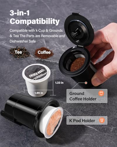 K Cup Coffee Maker With Bold Setting, Single Serve Hot & Iced Coffee Maker for K-Cup and Grounds, 52 Oz Removable Water Tank, 6 to 14oz Brew Size, Pod Coffee Machine With Reusable Filter,(Black) - My Kitchen Products