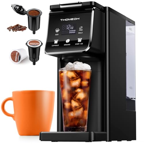 K Cup Coffee Maker With Bold Setting, Single Serve Hot & Iced Coffee Maker for K-Cup and Grounds, 52 Oz Removable Water