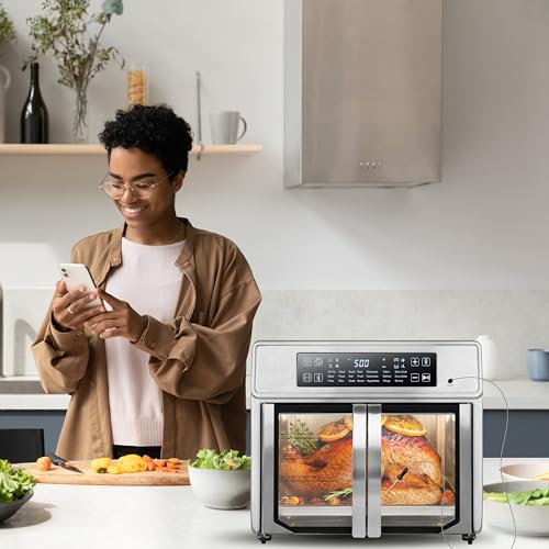 Kalorik Air Fryer Oven MAXX Advance Series 26-Quart with Digital Controls Easy-View Door and 21 Smart Cooking Presets, Includes Cooking Accessories with XXL Air Fry Basket, 1700-Watts, Stainless Steel - My Kitchen Products