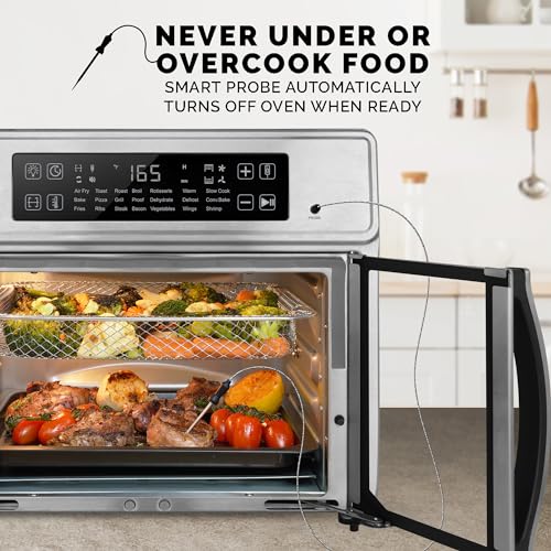 Kalorik Air Fryer Oven MAXX Advance Series 26-Quart with Digital Controls Easy-View Door and 21 Smart Cooking Presets, Includes Cooking Accessories with XXL Air Fry Basket, 1700-Watts, Stainless Steel - My Kitchen Products