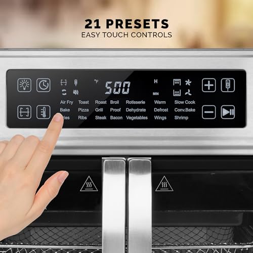 Kalorik Air Fryer Oven MAXX Advance Series 26-Quart with Digital Controls Easy-View Door and 21 Smart Cooking Presets, Includes Cooking Accessories with XXL Air Fry Basket, 1700-Watts, Stainless Steel - My Kitchen Products