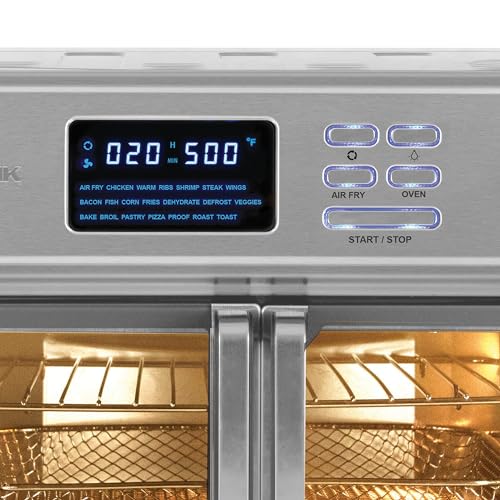 Kalorik MAXX Air Fryer Oven, 26 Quart 10-in-1 Countertop Toaster Oven & Air Fryer Combo - Fry, Bake, Roast, Rotisserie, & More, Large Glass French Doors & 9 Accessories, 1700-Watts, Stainless Steel - My Kitchen Products