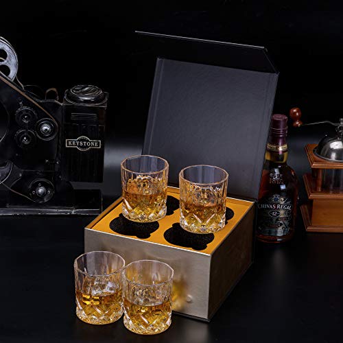 KANARS Old Fashioned Whiskey Glasses with Luxury Box - 10 Oz Rocks Barware For Scotch, Bourbon, Liquor and Cocktail Drinks - Set of 4 - Men Gift - My Kitchen Products