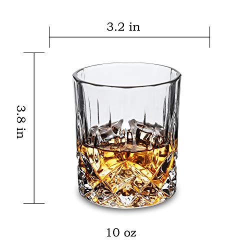 KANARS Old Fashioned Whiskey Glasses with Luxury Box - 10 Oz Rocks Barware For Scotch, Bourbon, Liquor and Cocktail Drinks - Set of 4 - Men Gift - My Kitchen Products