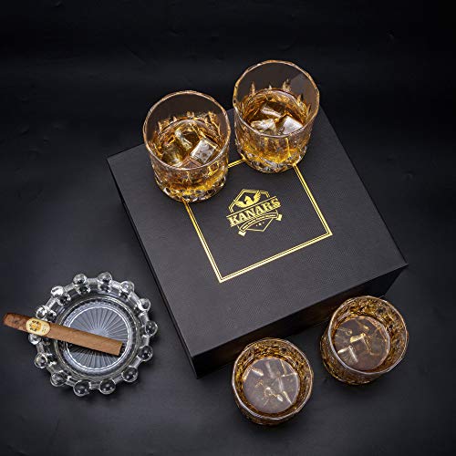 KANARS Old Fashioned Whiskey Glasses with Luxury Box - 10 Oz Rocks Barware For Scotch, Bourbon, Liquor and Cocktail Drinks - Set of 4 - Men Gift - My Kitchen Products