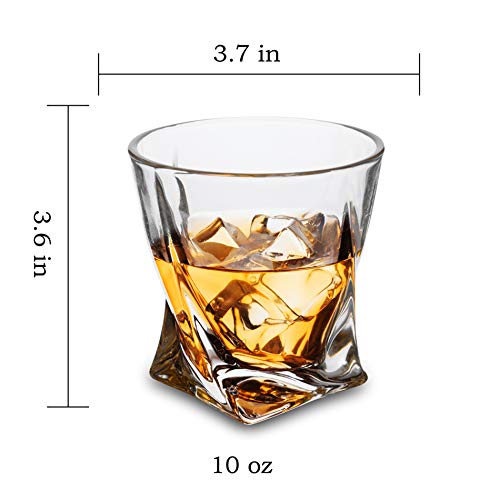 KANARS Whiskey Glasses Set of 4, 10 Oz Crystal Old Fashioned Cocktail Glass in Gift Box, Twisted Lowball Bourbon Tumbler for Scotch Whisky Cognac, Rock Barware for Men Gift Father's Day - My Kitchen Products