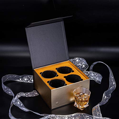KANARS Whiskey Glasses Set of 4, 10 Oz Crystal Old Fashioned Cocktail Glass in Gift Box, Twisted Lowball Bourbon Tumbler for Scotch Whisky Cognac, Rock Barware for Men Gift Father's Day - My Kitchen Products